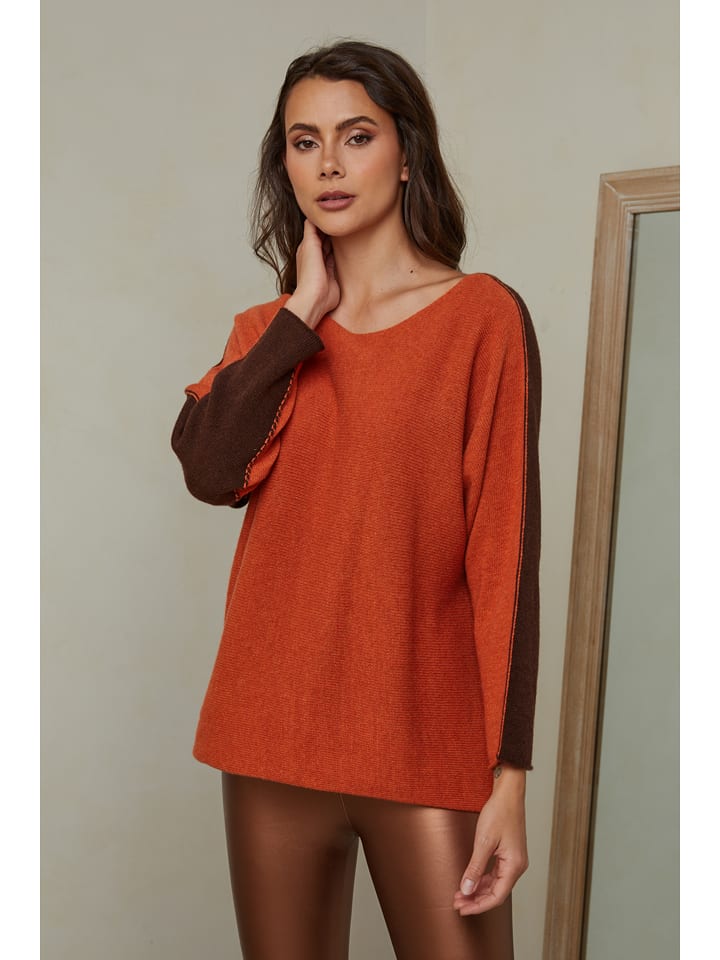 Joséfine Sweter "Dorog" w kolorze granatowo-pomarańczowym rozmiar: XL