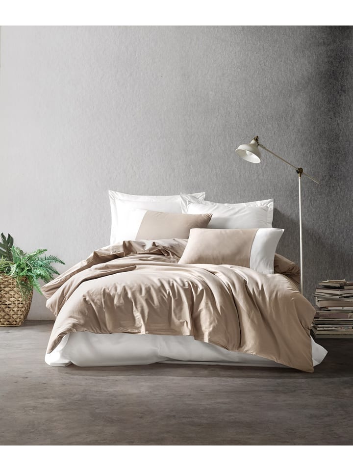 Elizabed Komplet pościeli renforcé w kolorze jasnobrązowo-kremowym rozmiar: 155x220 cm