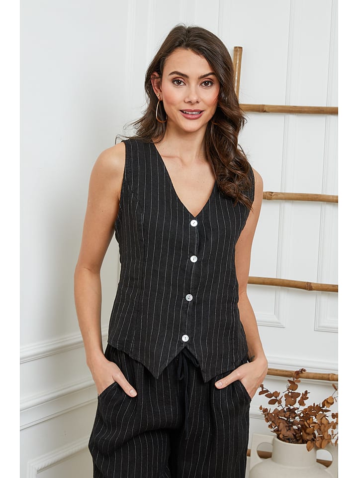 Joséfine Lniana kamizelka w kolorze czarnym rozmiar: M