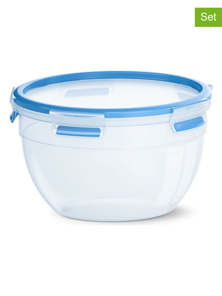 Emsa Pojemniki (2 szt.) "Clip & Close" w kolorze niebieskim na żywność - 2,6 l rozmiar: onesize