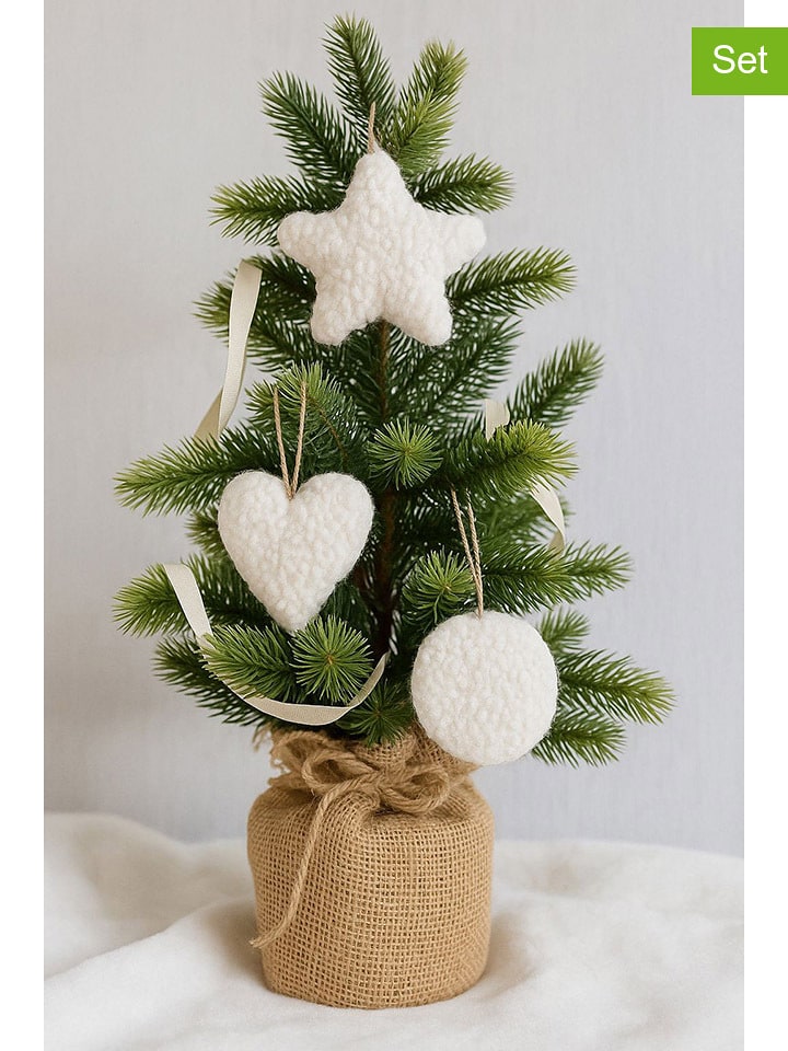 ABERTO DESIGN Zawieszki dekoracyjne (3 szt.) w kolorze kremowym - dł. 12 cm rozmiar: onesize