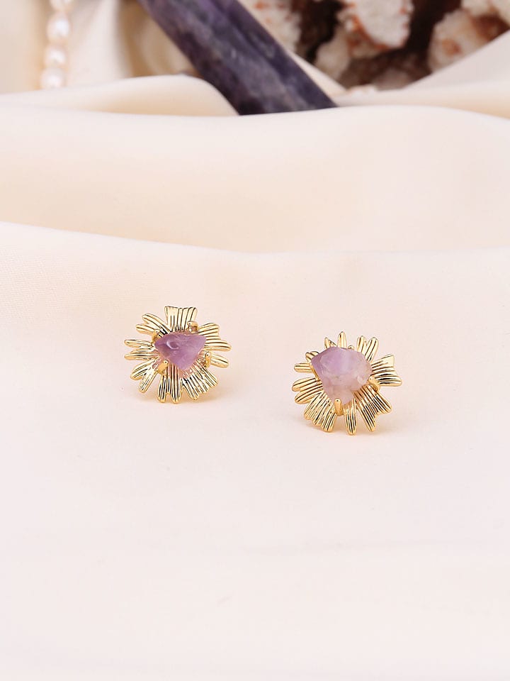 Pierres de Jade Pozłacane kolczyki-wkrętki z ametystami rozmiar: onesize