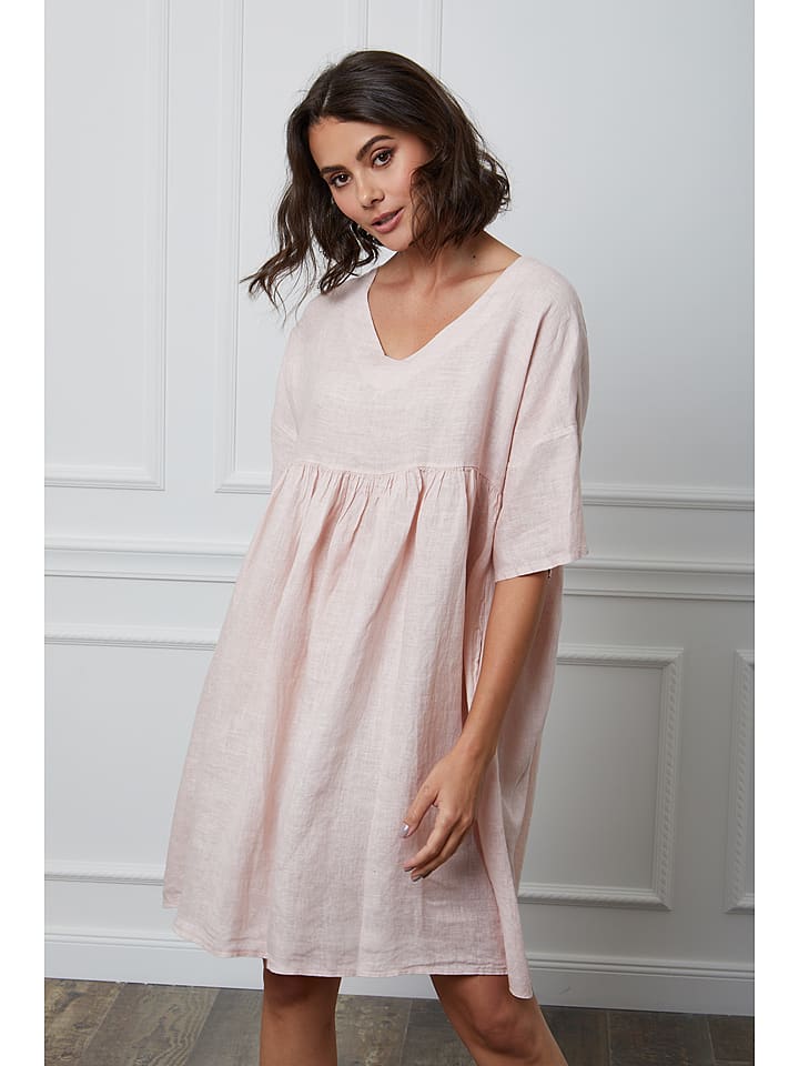 Fleur de Lin Lniana sukienka "Etsy" w kolorze jasnoróżowym rozmiar: XXL