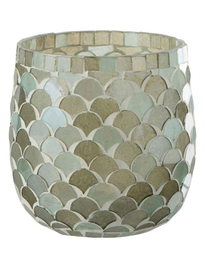 J Line Świecznik "Mosaik" w kolorze błękitnym - wys. 12,5 x Ø 12 cm rozmiar: onesize