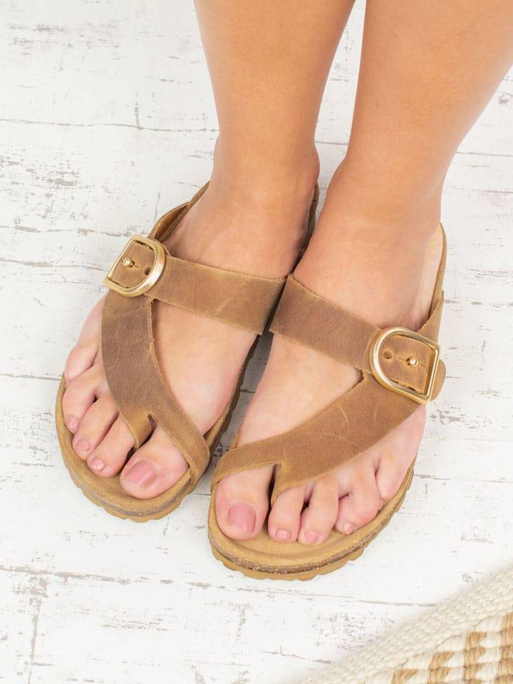 billowy Skórzane japonki w kolorze brązowym rozmiar: 40