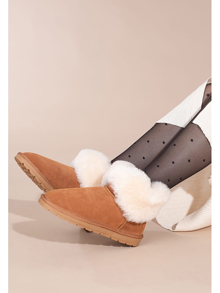 Gooce Skórzane botki zimowe "Fury" w kolorze jasnobrązowym rozmiar: 41