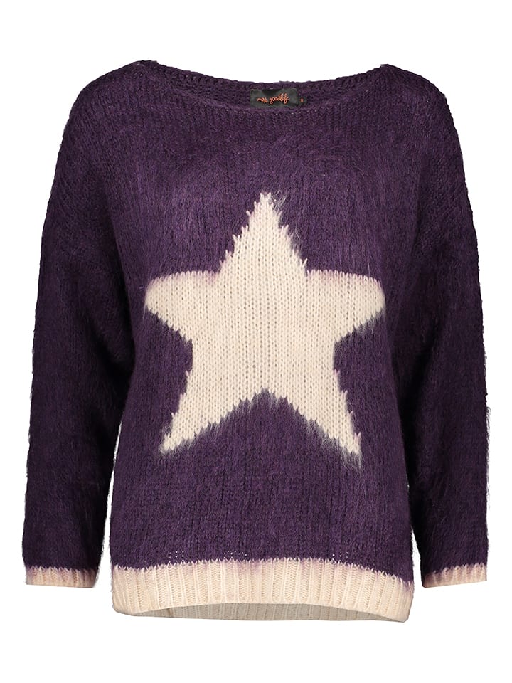 miss goodlife Sweter "Star" w kolorze fioletowo-kremowym rozmiar: XL