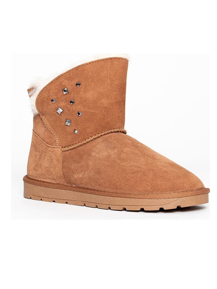 Gooce Skórzane botki zimowe "Suzie" w kolorze jasnobrązowym rozmiar: 38