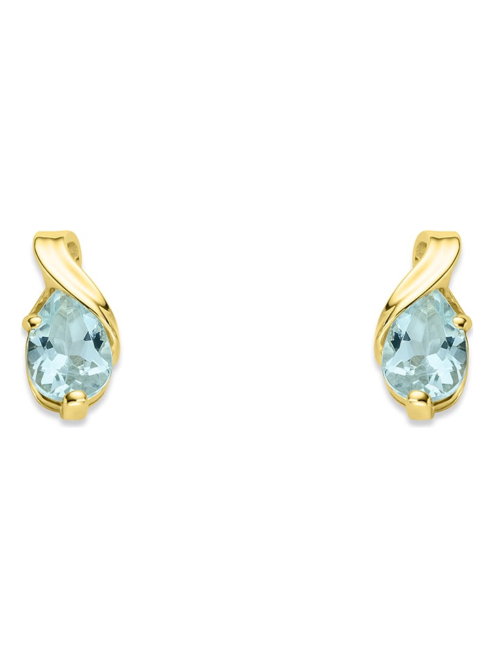 Diamant Exquis Złote kolczyki-wkrętki z akwamarynami rozmiar: onesize