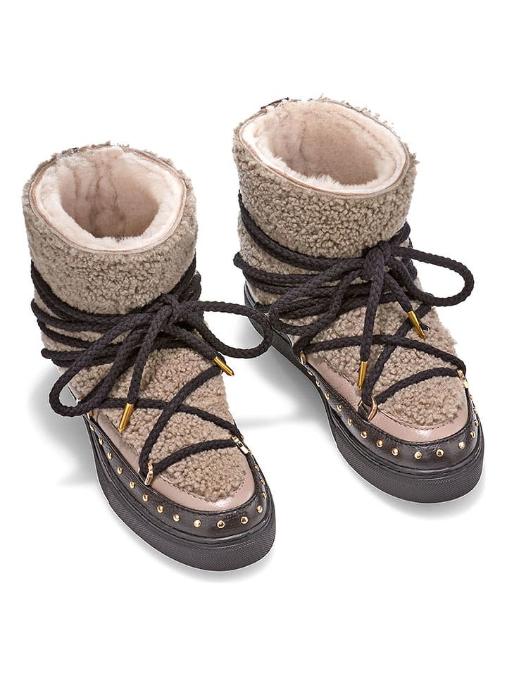 INUIKII Botki zimowe "Curly Rock" w kolorze brązowym rozmiar: 38