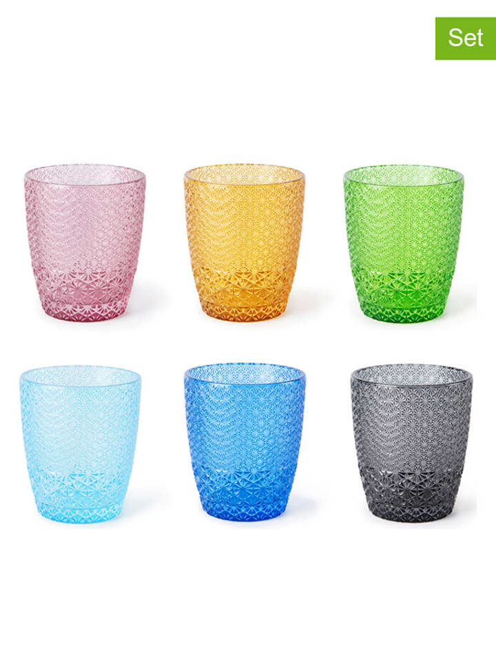 Trendy Kitchen by EXCÉLSA Szklanki (6 szt.) w różnych kolorach - 300 ml rozmiar: onesize