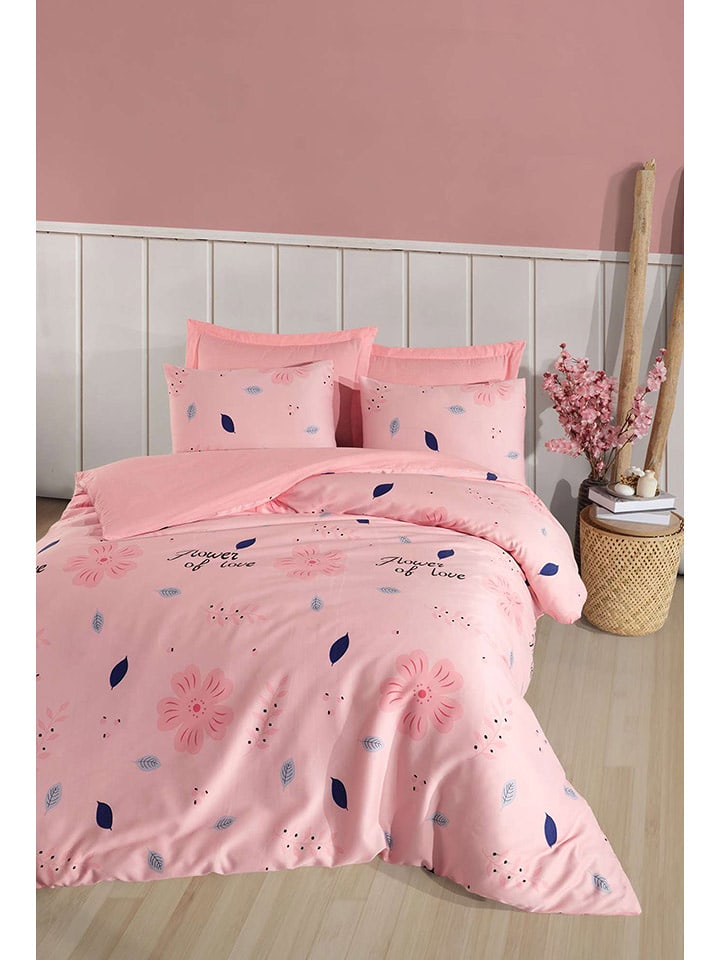 Elizabed Komplet pościeli satynowej w kolorze jasnoróżowym rozmiar: 135x200 cm