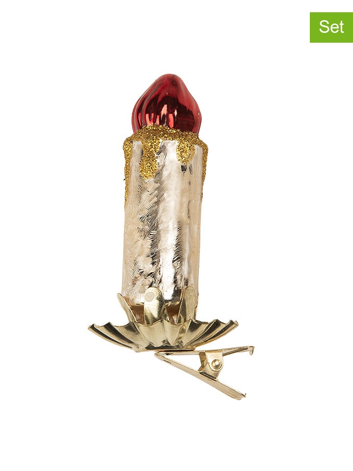 Clayre & Eef Dekoracje świąteczne (2 szt.) w kolorze złotym - 5 x 9 cm rozmiar: onesize