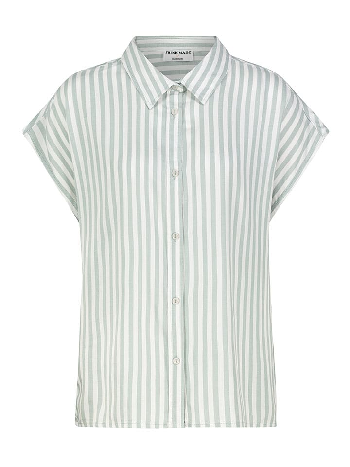 Fresh Made Bluzka w kolorze zielono-białym rozmiar: L