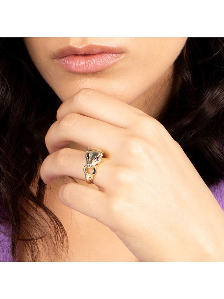 OR ÉCLAT Złoty pierścionek "Gold animal" z cyrkoniami rozmiar: 48