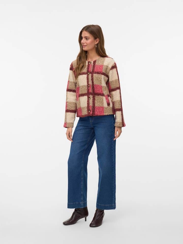 Vero Moda Kurtka pluszowa w kolorze beżowo-jasnoróżowym rozmiar: XS