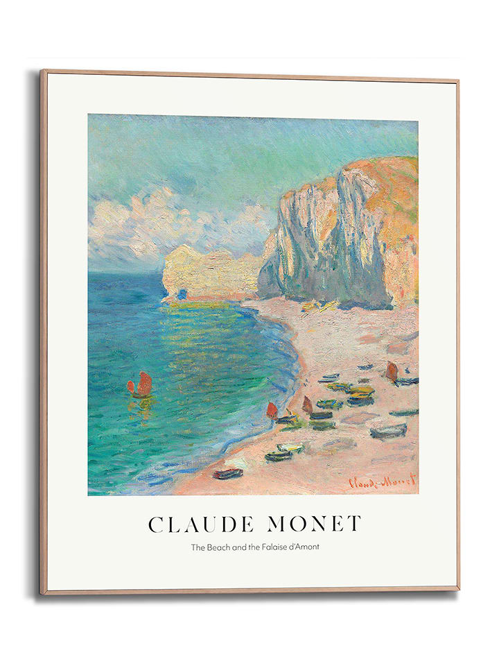 Orangewallz Druk artystyczny "Monet - Etretat Beach" w ramce rozmiar: 40x50 cm