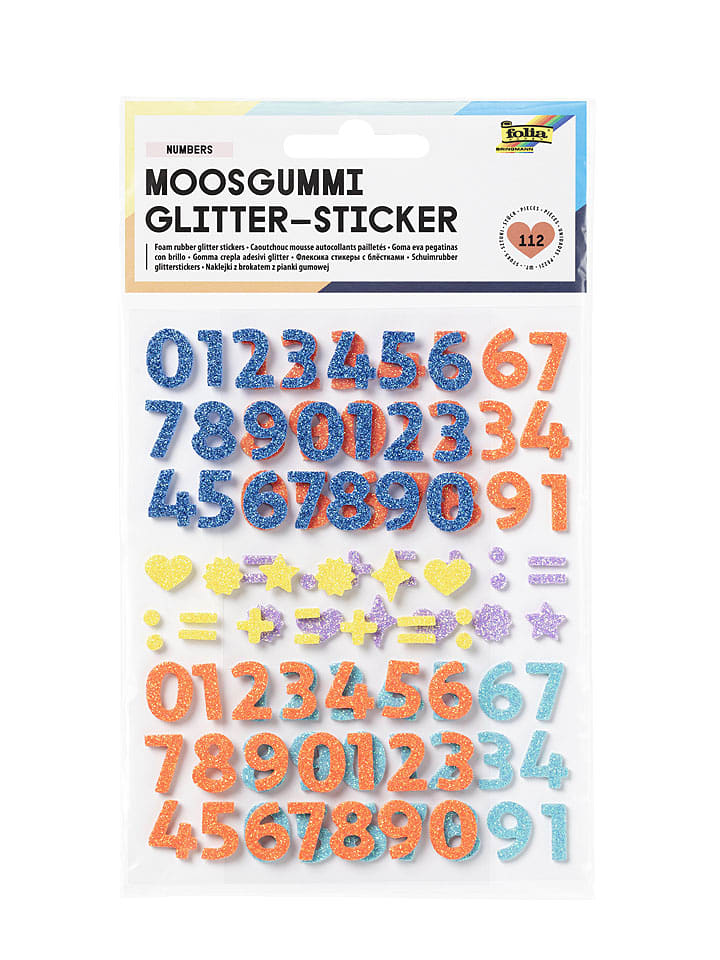 folia PAPER Naklejki brokatowe "Numbers" ze wzorem z gumy piankowej - 5+ rozmiar: onesize