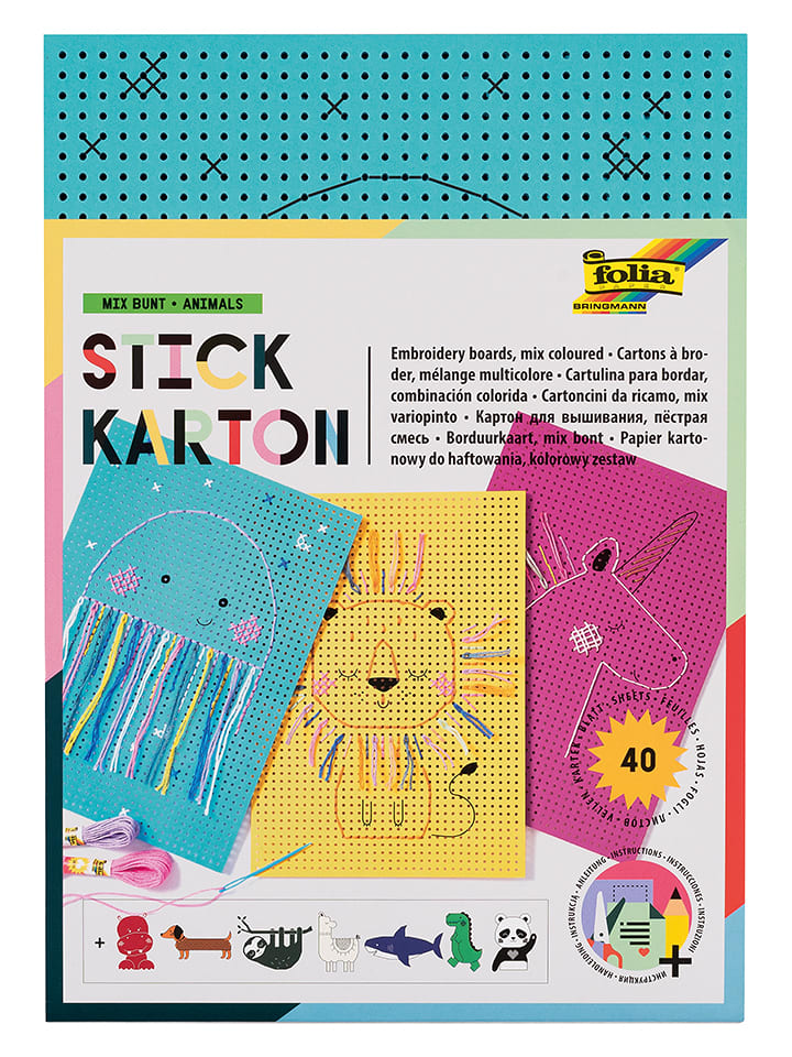 folia PAPER Karton (40 szt.) w różnych kolorach do haftu - 3+ rozmiar: onesize