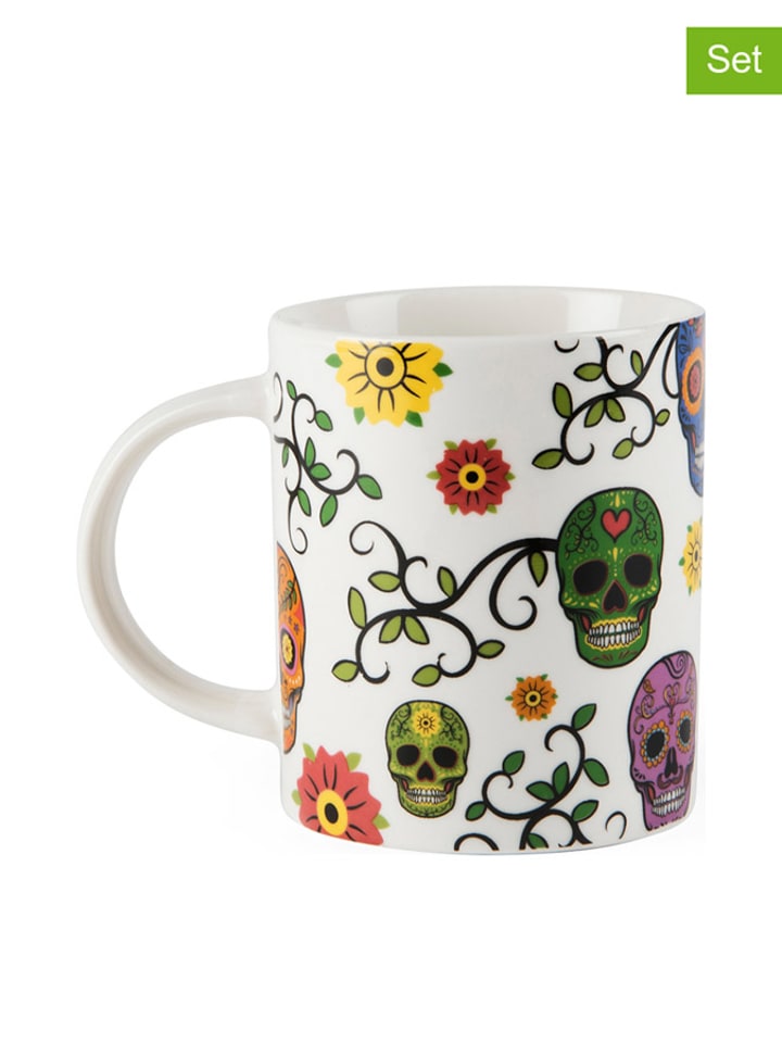 Trendy Kitchen by EXCÉLSA Kubki (4 szt.) "Calavera" ze wzorem - 300 ml rozmiar: onesize