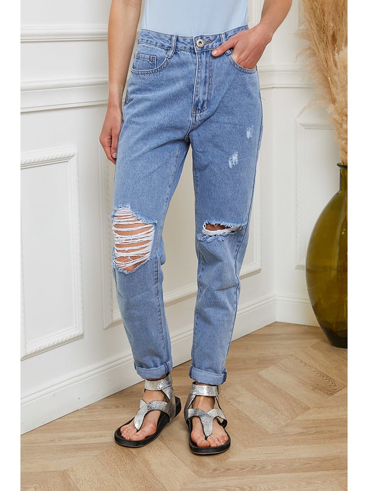 Joséfine Dżinsy "Lydie" - Tapered fit - w kolorze niebieskim rozmiar: L