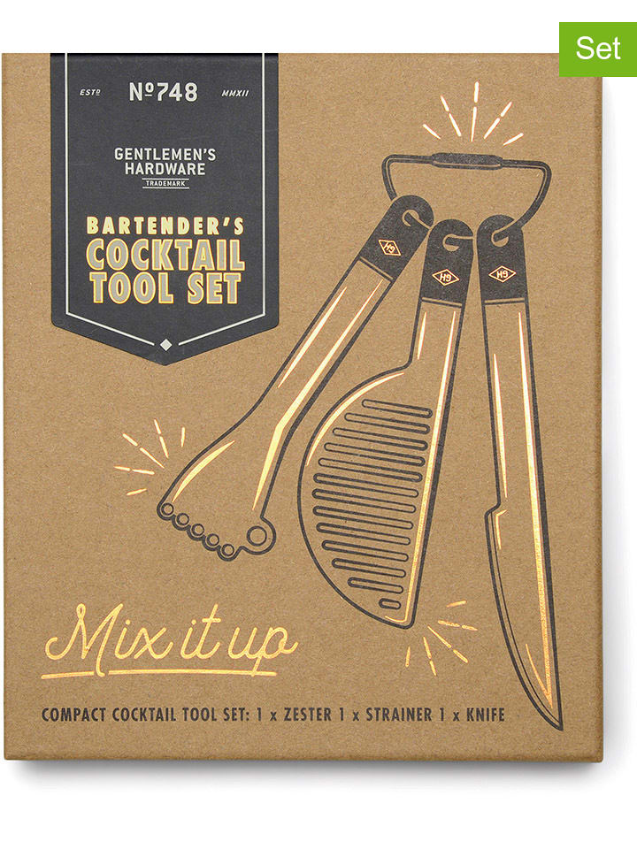 Gentlemen's Hardware 3-częściowy zestaw w kolorze srebrno-czarnym do koktajli rozmiar: onesize