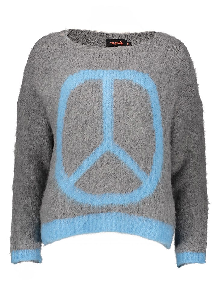 miss goodlife Sweter "Peace" w kolorze szaro-błękitnym rozmiar: L
