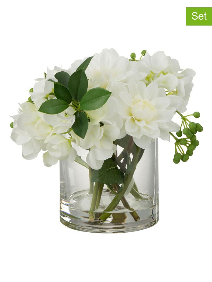 J Line Sztuczne kwiaty (2 szt.) w kolorze białym - wys. 28 x Ø 23 cm rozmiar: onesize