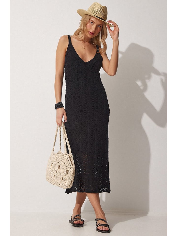 Happiness Istanbul Sukienka dzianinowa w kolorze czarnym rozmiar: S/M