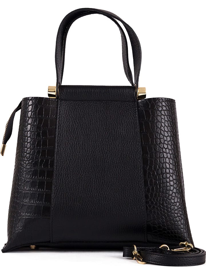 Lia Biassoni Skórzana torebka "Lato" w kolorze czarnym - 25 x 25 x 12 cm rozmiar: onesize