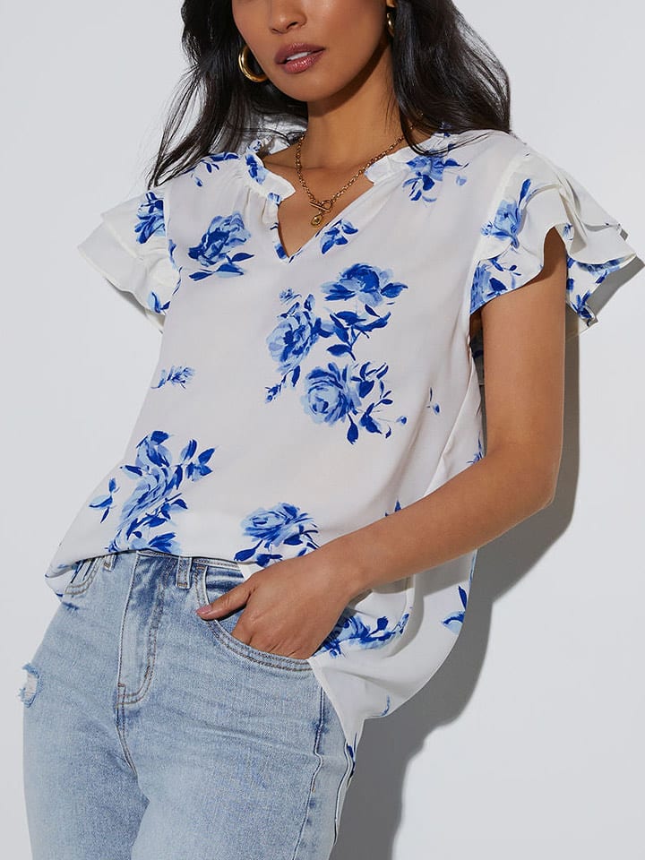 Milan Kiss Bluzka w kolorze biało-niebieskim rozmiar: L