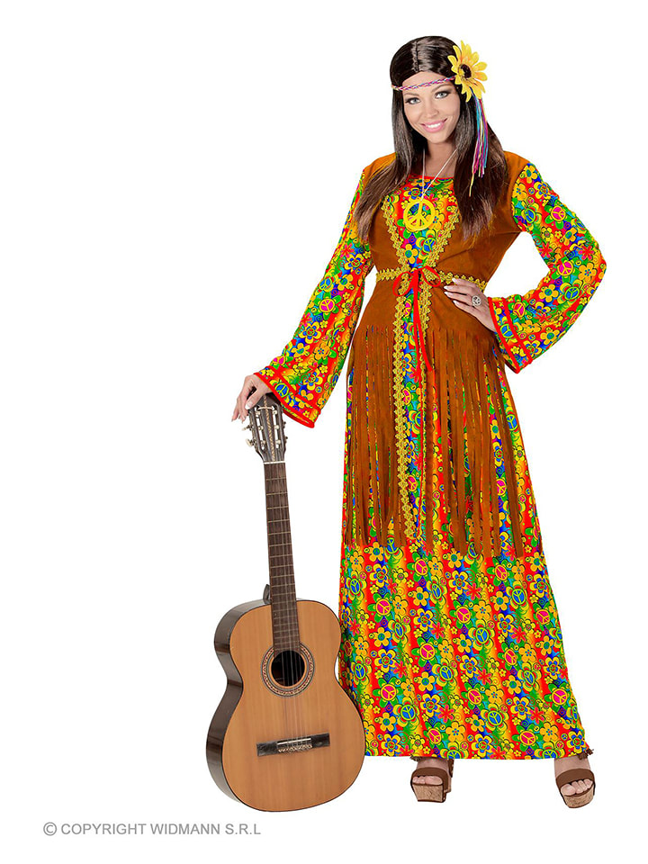 Carnival Party 2-częściowy zestaw "Hippie" w kolorze brązowym ze wzorem rozmiar: S