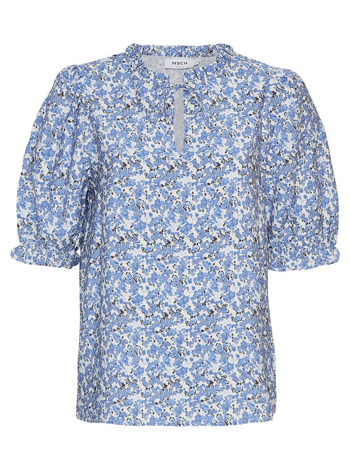 MOSS COPENHAGEN Bluzka "Liriana Taila" w kolorze biało-czarno-błękitnym rozmiar: S