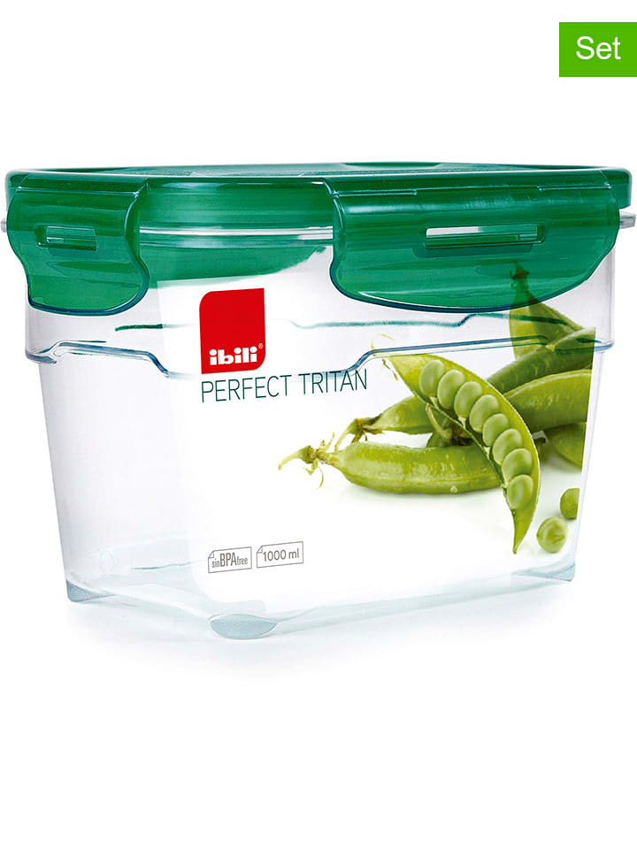 Ibili Pojemniki (2 szt.) w kolorze zielonym - 1 l rozmiar: onesize
