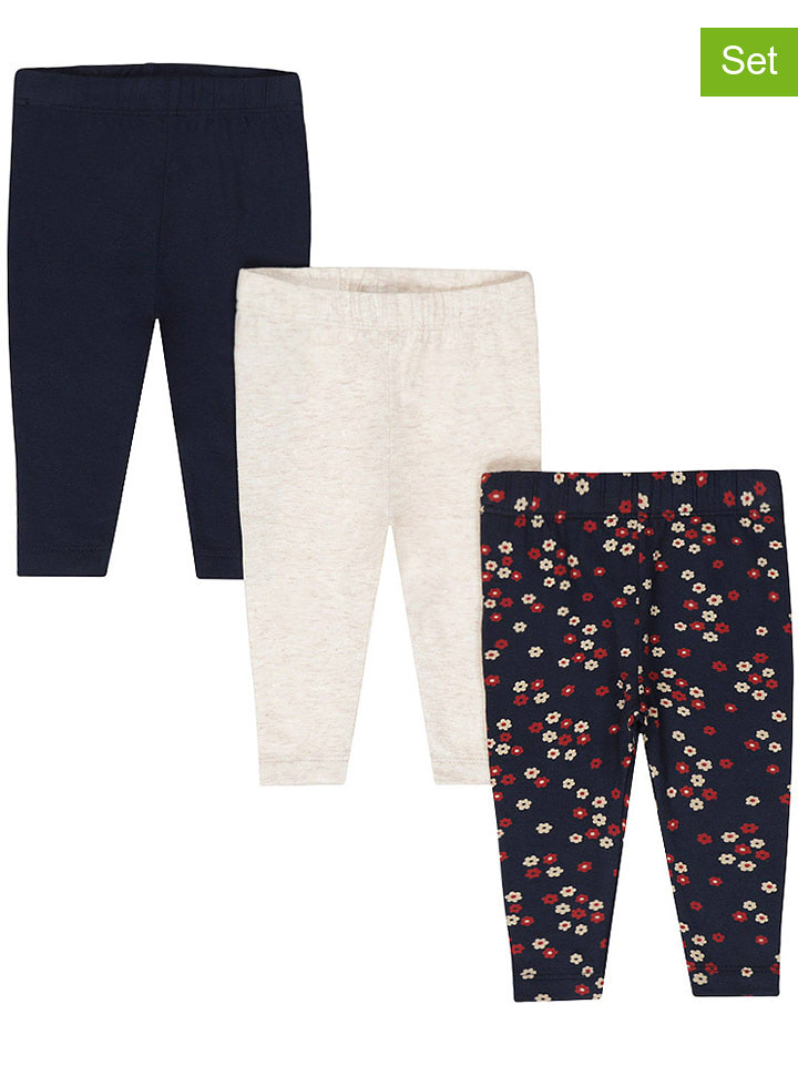 Dirkje Legginsy (3 pary) w kolorze granatowo-kremowym rozmiar: 68