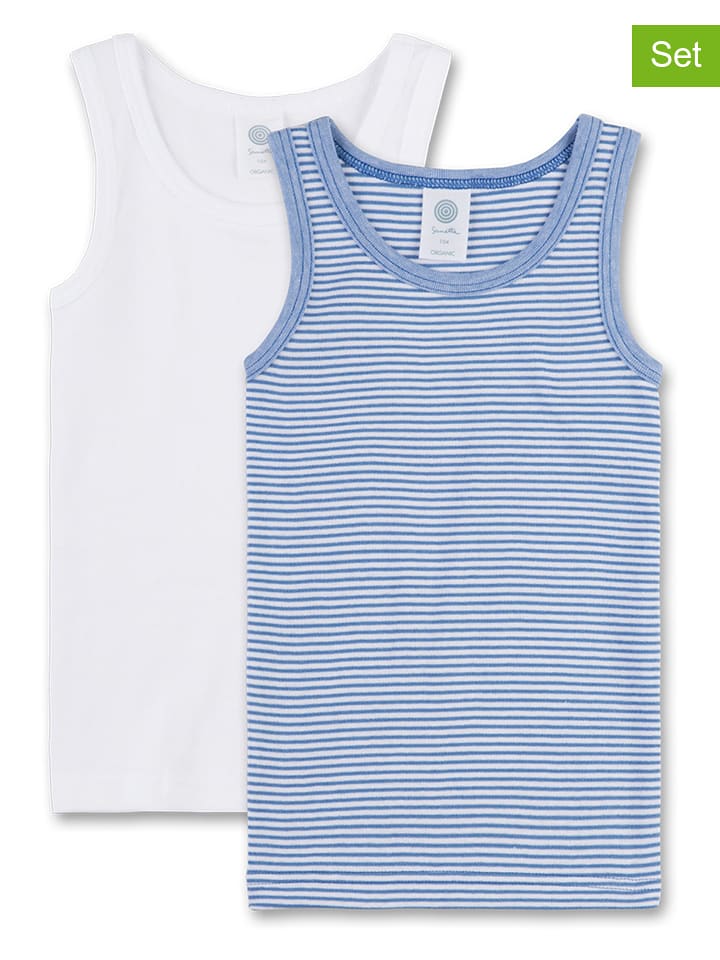 Sanetta Podkoszulki (2 szt.) w kolorze biało-niebieskim rozmiar: 104