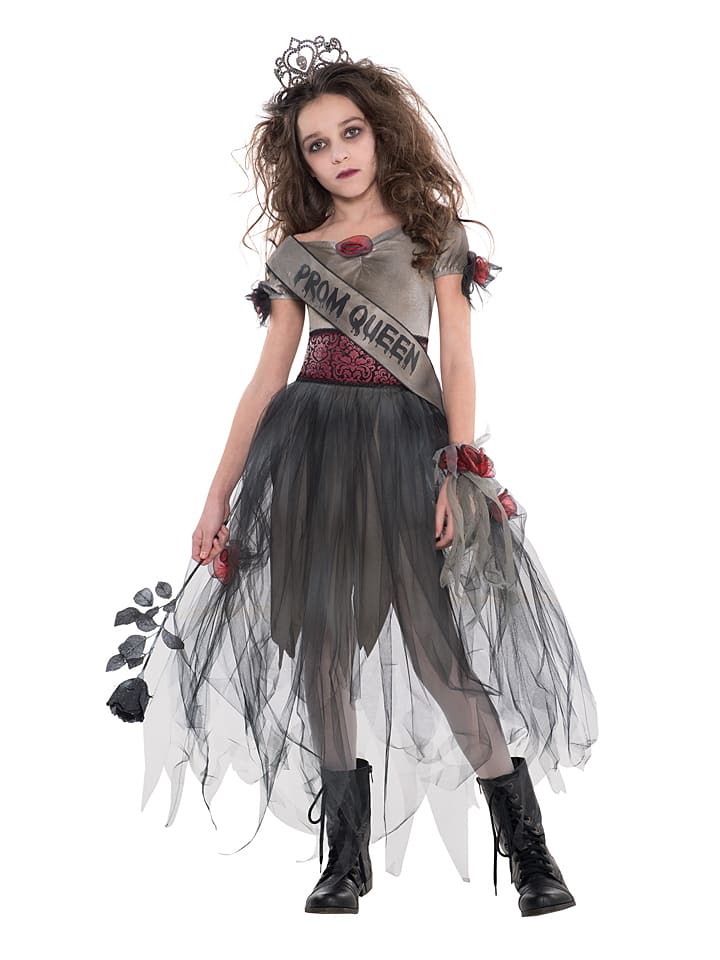 amscan 4-częściowy kostium "Prombie Queen" w kolorze szaro-bordowym rozmiar: 164-176