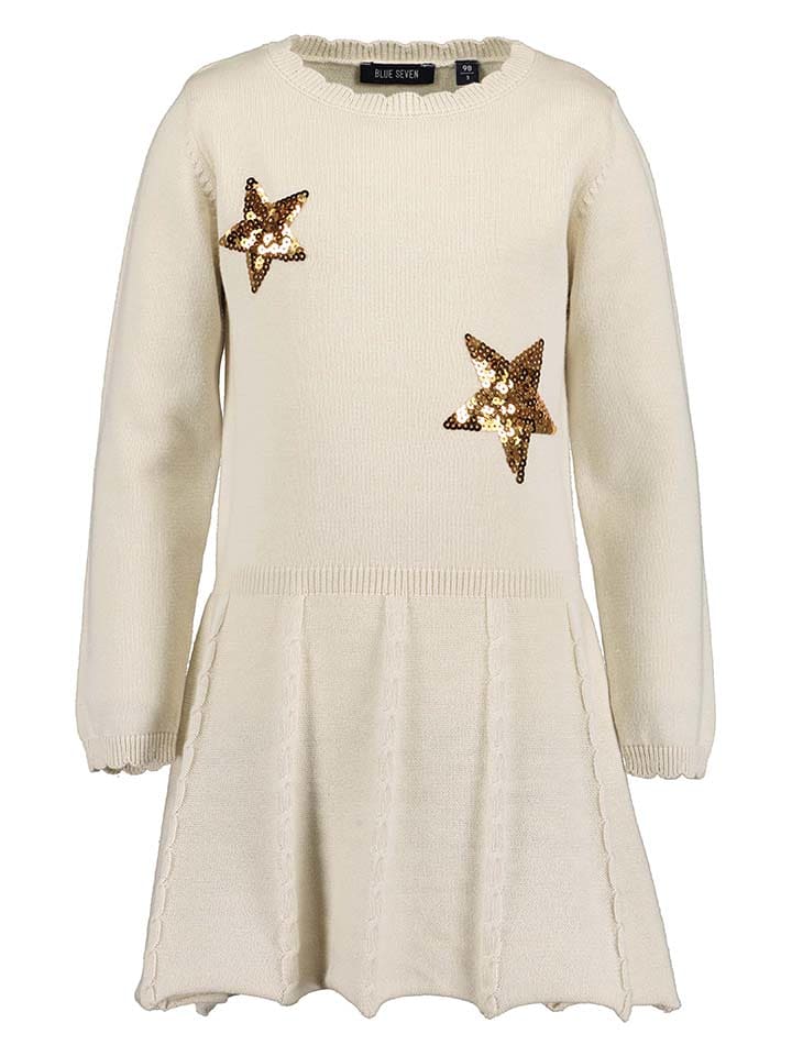 Blue Seven Sukienka dzianinowa w kolorze beżowym rozmiar: 110