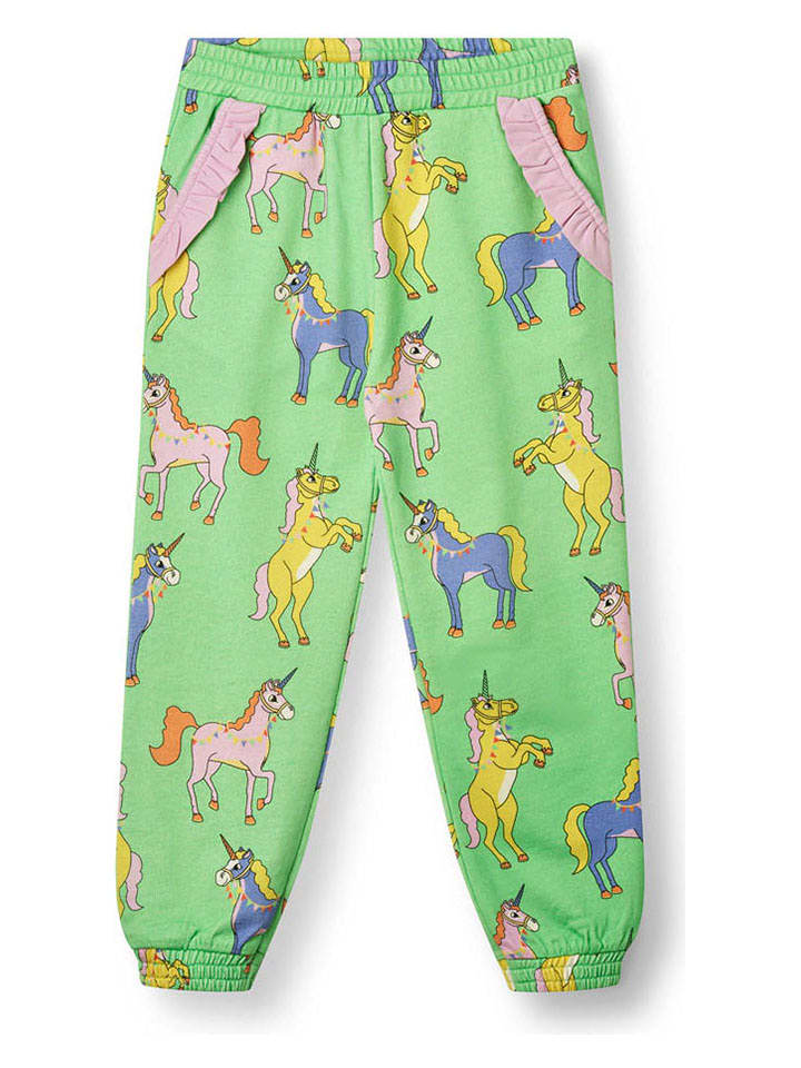 Småfolk Spodnie dresowe w kolorze zielonym ze wzorem rozmiar: 110/116