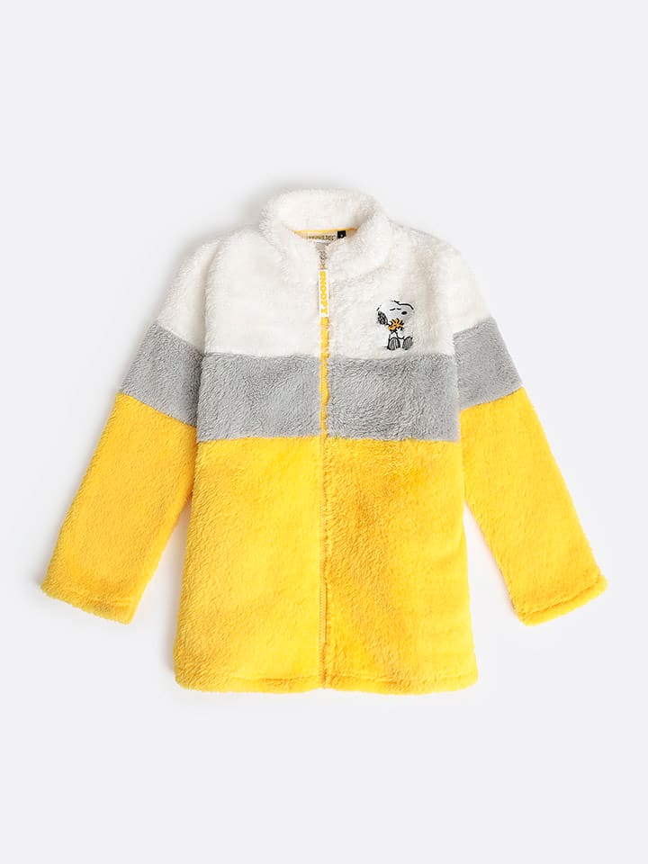 Peanuts Kurtka polarowa w kolorze biało-szaro-żółtym rozmiar: 116