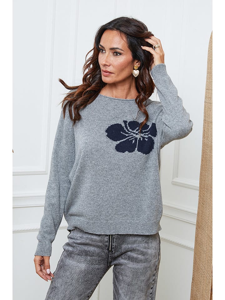 So Cachemire Sweter "Lambi" w kolorze szarym rozmiar: M