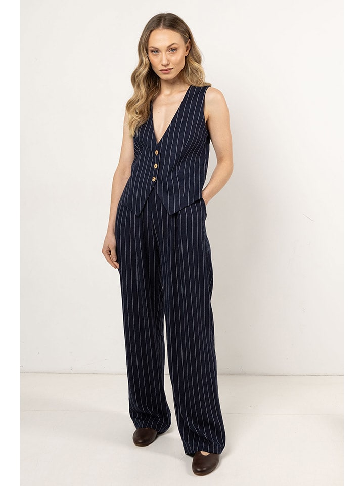 Awama Spodnie - Loose fit - w kolorze granatowym rozmiar: M