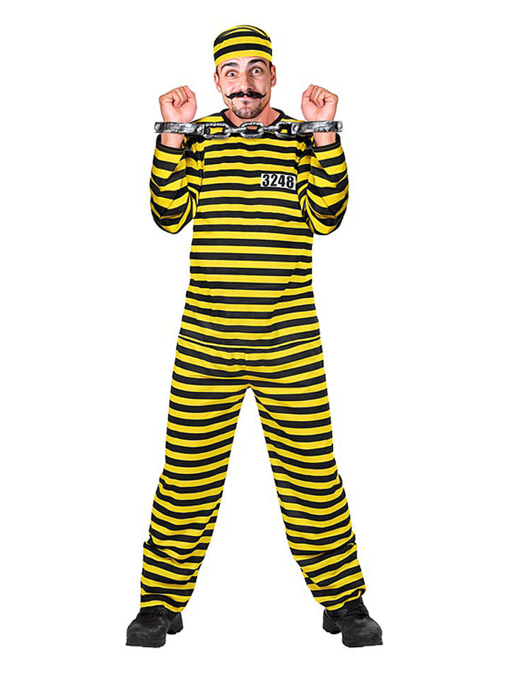 Carnival Party 3-częściowy kostium "Convict" w kolorze żółto-czarnym rozmiar: XL