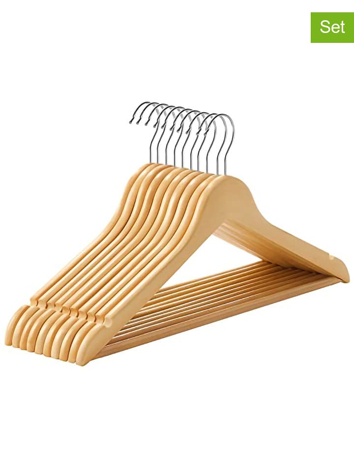 Songmics Wieszaki (10 szt.) w kolorze srebrno-jasnobrązowym na ubrania - 44,5 x 23 cm rozmiar: onesize