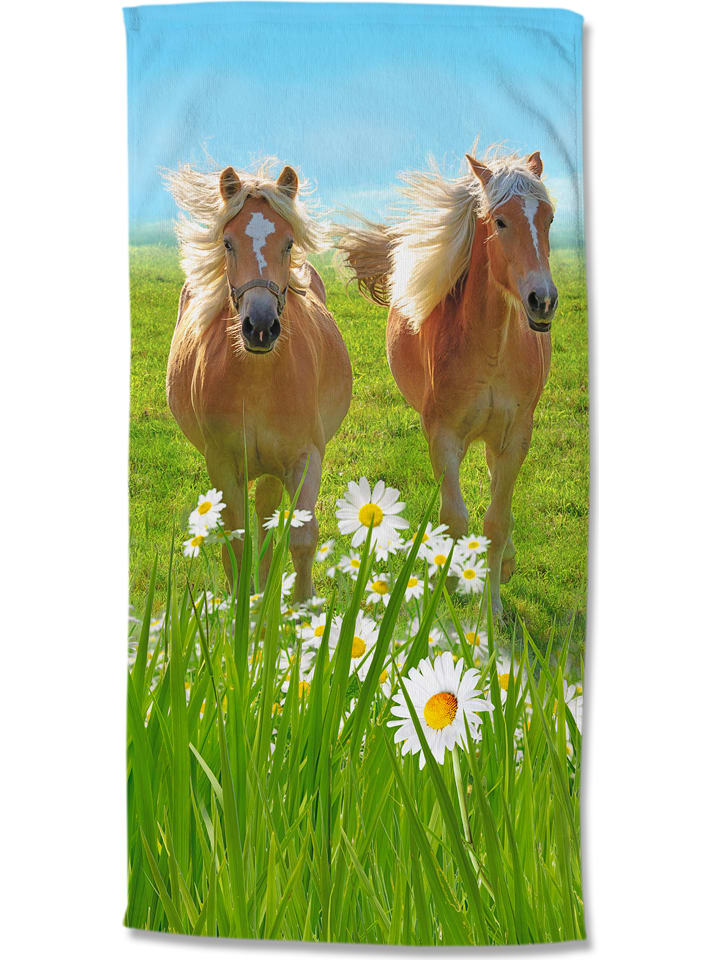 Good Morning Ręcznik plażowy w kolorze niebiesko-zielonym rozmiar: 75x150 cm