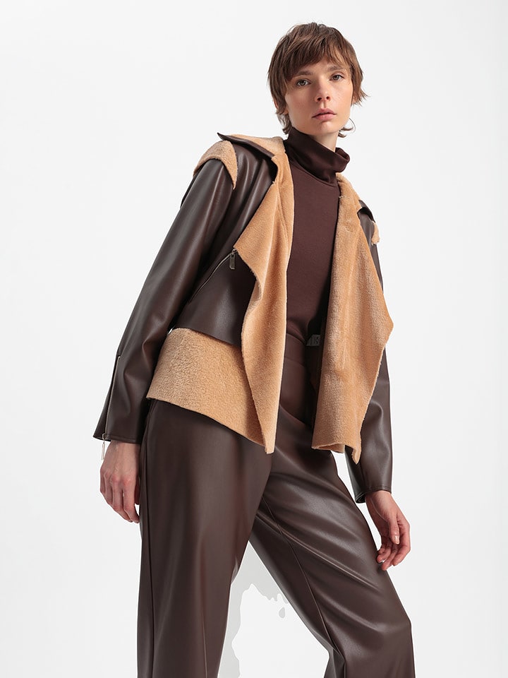 BGN Kurtka przejściowa w kolorze ciemnobrązowo-karmelowym rozmiar: 36