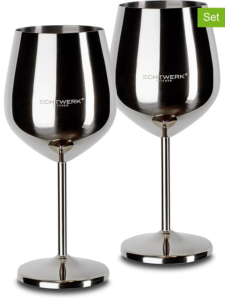 Echtwerk Kieliszki (2 szt.) w kolorze srebrnym do wina - 500 ml rozmiar: onesize