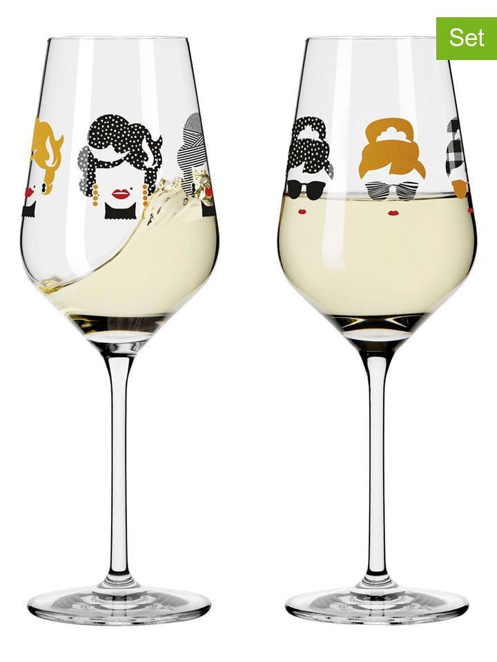 RITZENHOFF Kieliszki (2 szt.) w kolorze czarno-jasnobrązowym do wina - 300 ml rozmiar: onesize
