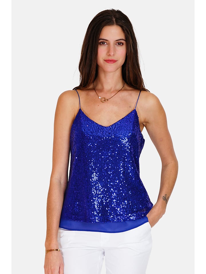 ASSUILI Top cekinowy w kolorze niebieskim rozmiar: 36