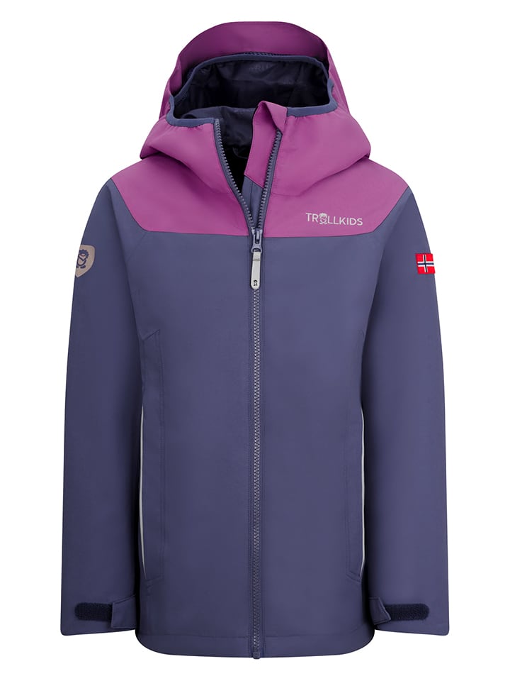 Trollkids Kurtka przeciwdeszczowa "Bergen" w kolorze granatowo-fioletowym rozmiar: 164